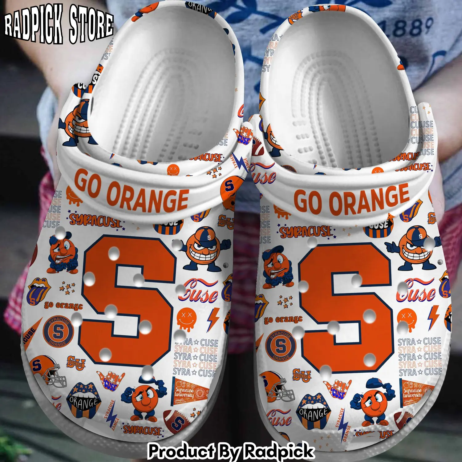 Radpick syracuse orange ncaa sport crocss crocband clogs shoes comfortable for men women and kids footwearelite exclusive rp6521010